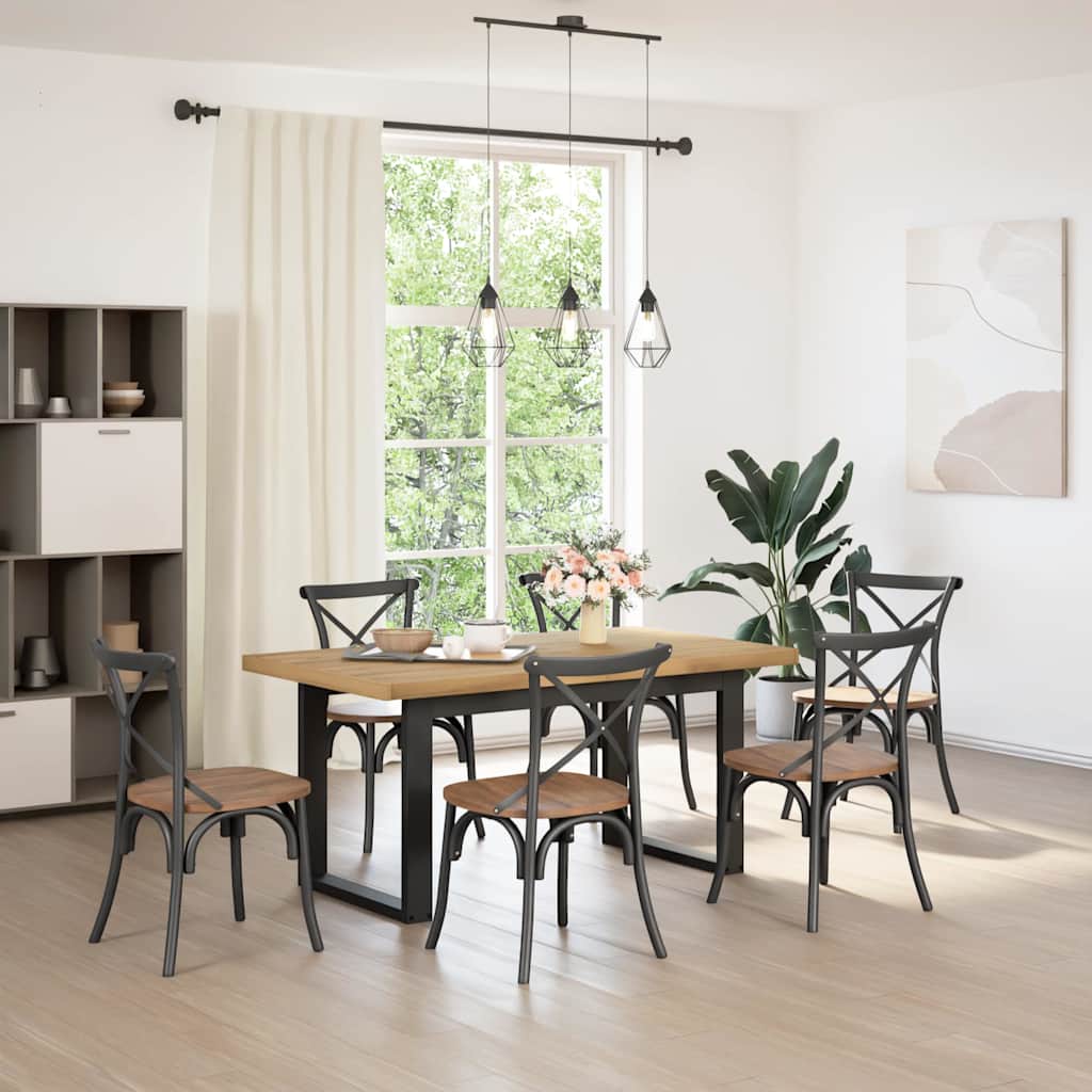 Vidaxl eettafel noain u-vormige poten 160x90x75 cm massief hout