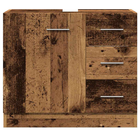 Vidaxl wastafelkast 63x30x54 cm bewerkt hout oud houtkleurig