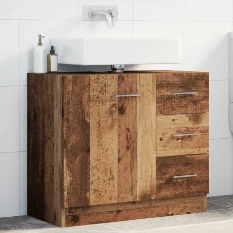 Vidaxl wastafelkast 63x30x54 cm bewerkt hout oud houtkleurig