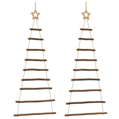 Vidaxl hangende kerstbomen met topsterren 2 st 55x120 cm natuurlijke tak