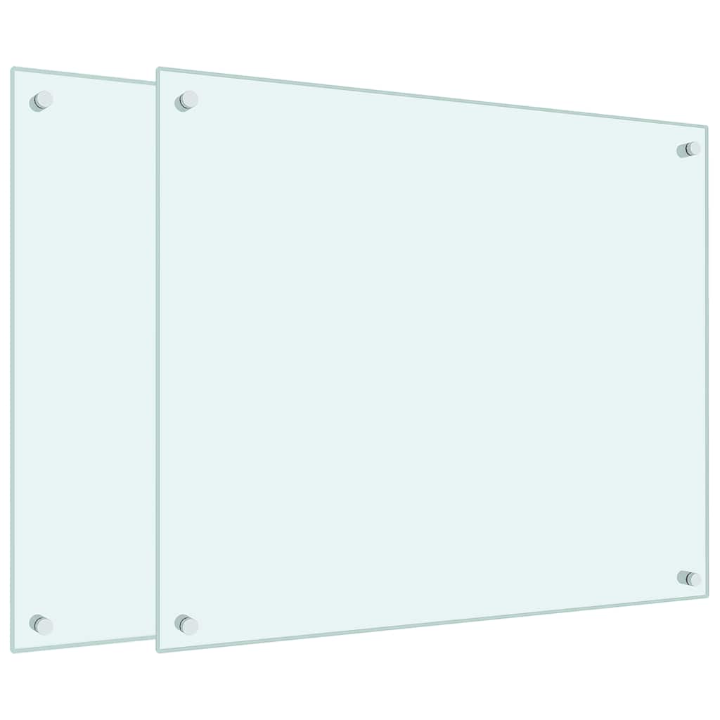 VidaXL Küchenspritzschutz 2 Stk. 70x60 cm Hartglas weiß