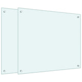 VidaXL Küchenspritzschutz 2 Stk. 70x60 cm Hartglas weiß