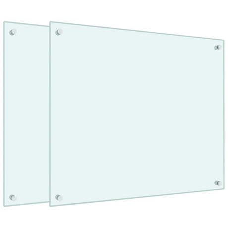 VidaXL Küchenspritzschutz 2 Stk. 70x60 cm Hartglas weiß