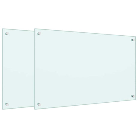 VidaXL Küchenspritzschutz 2 Stk. 80x50 cm Hartglas weiß