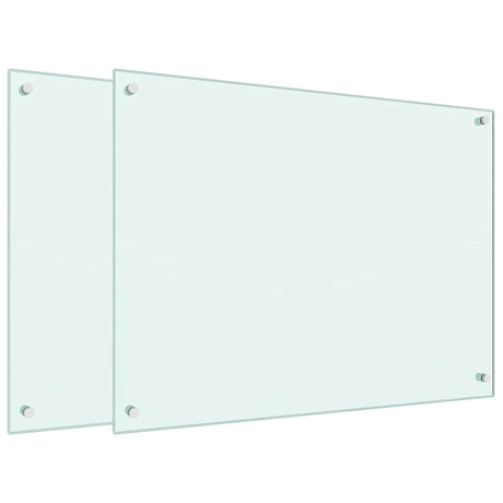VidaXL Küchenrückwände 2 Stk. 80x60 cm Hartglas weiß