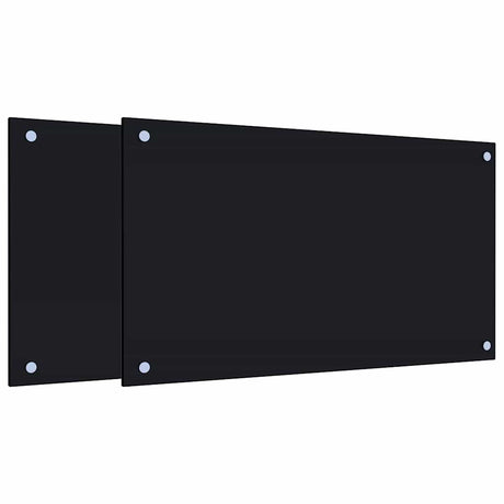 VidaXL Küchenspritzschutz 2 Stk. 70x40 cm Hartglas Schwarz