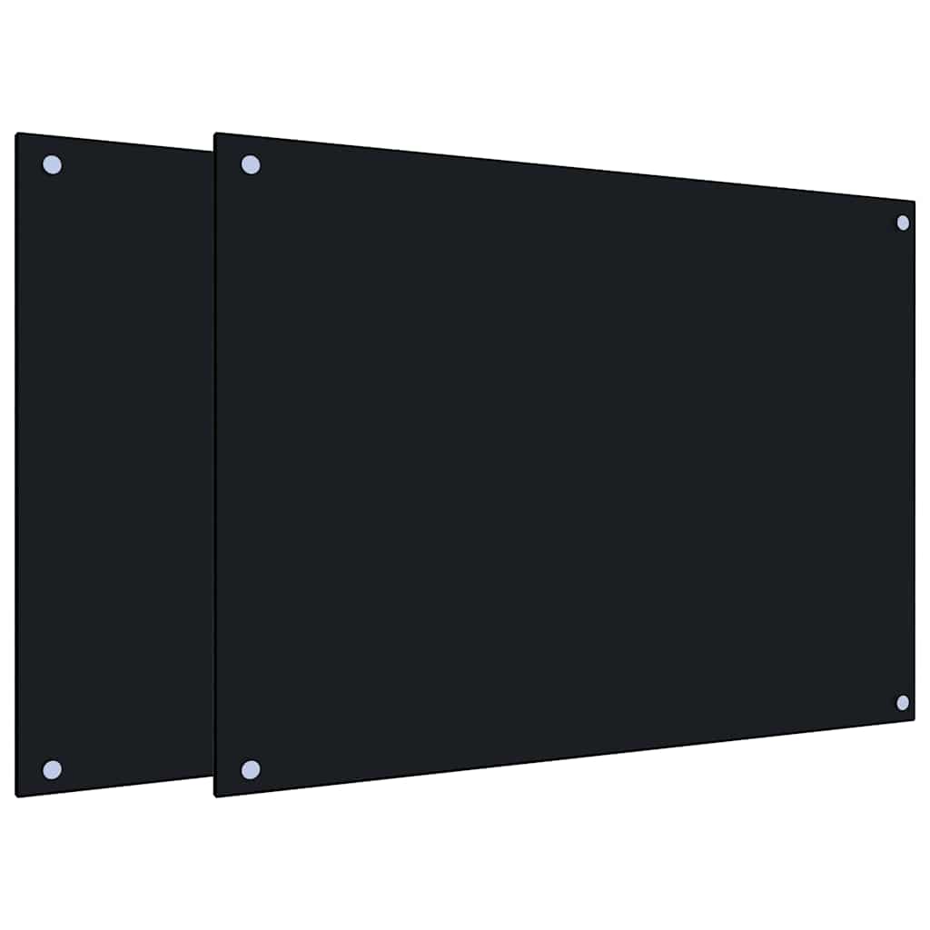 VidaXL Küchenspritzschutz 2 Stk. 80x60 cm Hartglas schwarz
