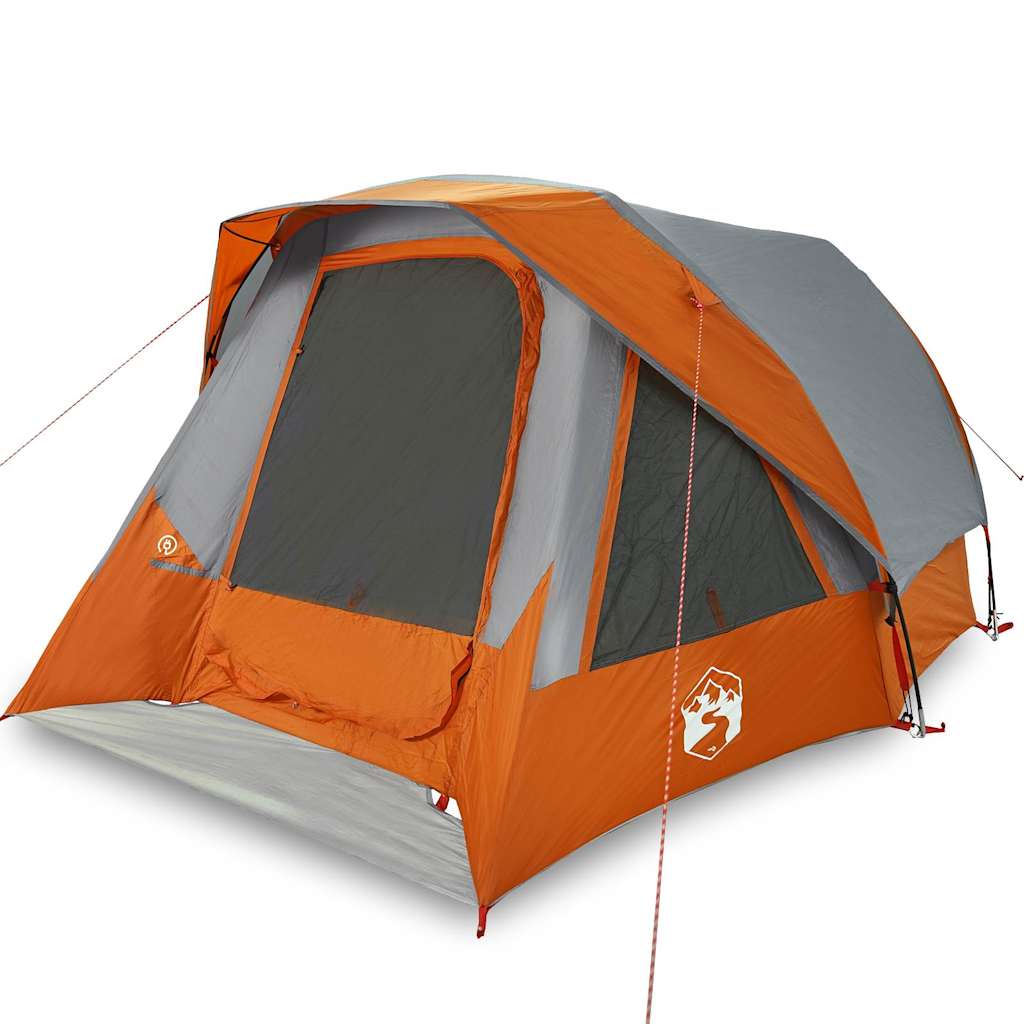 Vidaxl tent 4-persoons waterdicht grijs en oranje