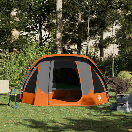 Vidaxl tent 4-persoons waterdicht grijs en oranje