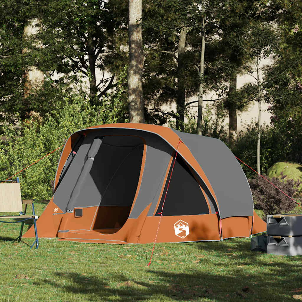 Vidaxl tent 4-persoons waterdicht grijs en oranje