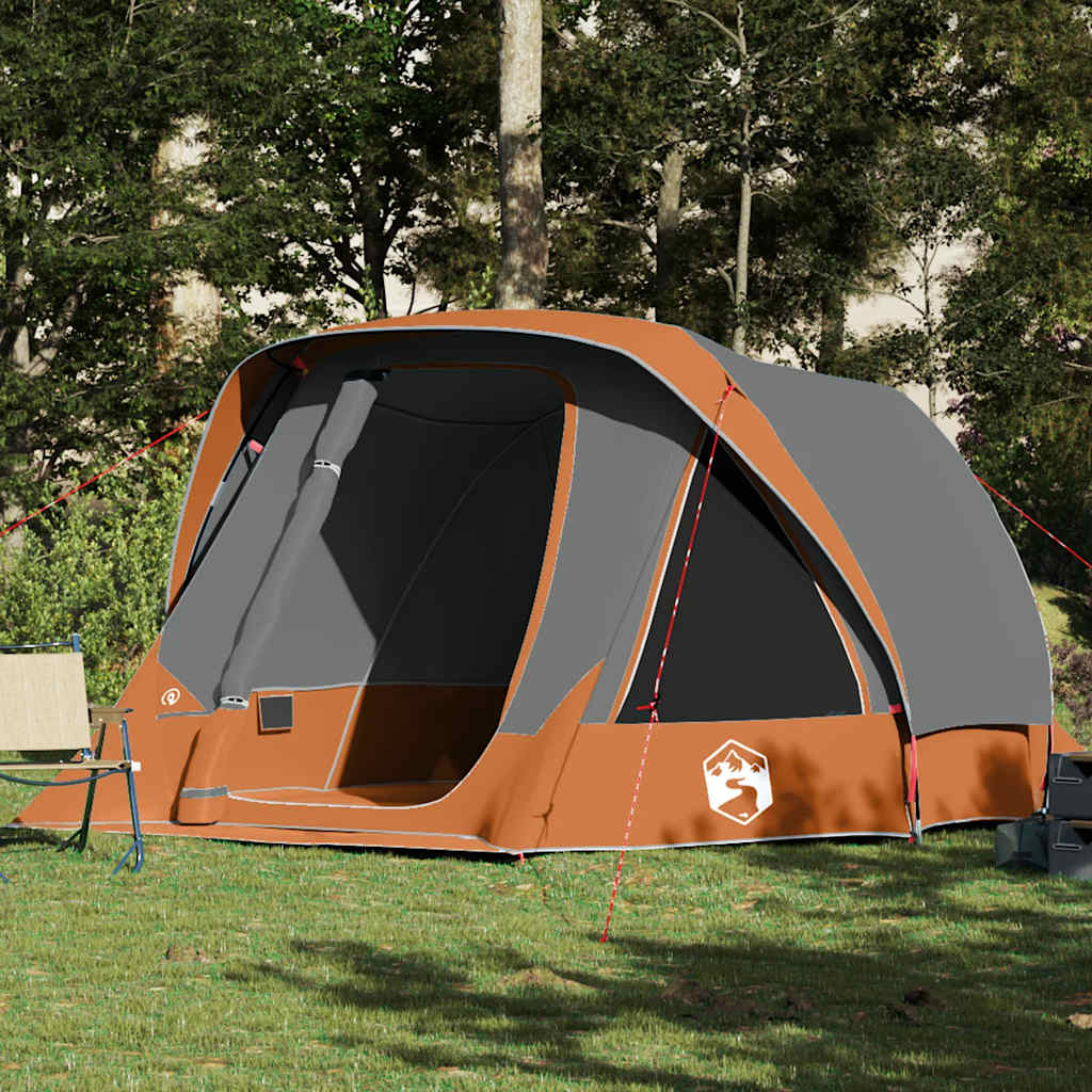 Vidaxl gezinstent 6-persoons waterdicht grijs en oranje