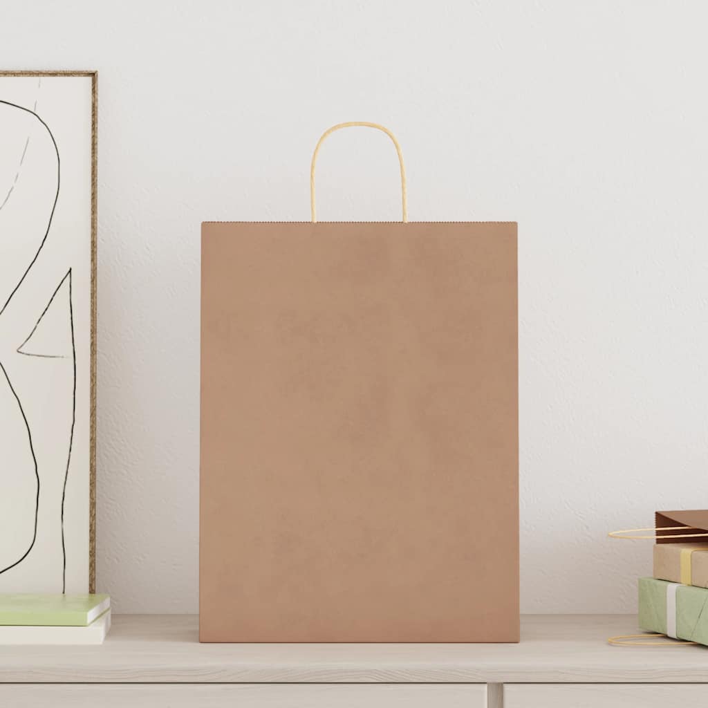 Vidaxl papieren zakken 250 st met hengsels 32x12x42 cm bruin