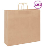 Vidaxl papieren zakken 250 st met hengsels 54x15x49 cm bruin
