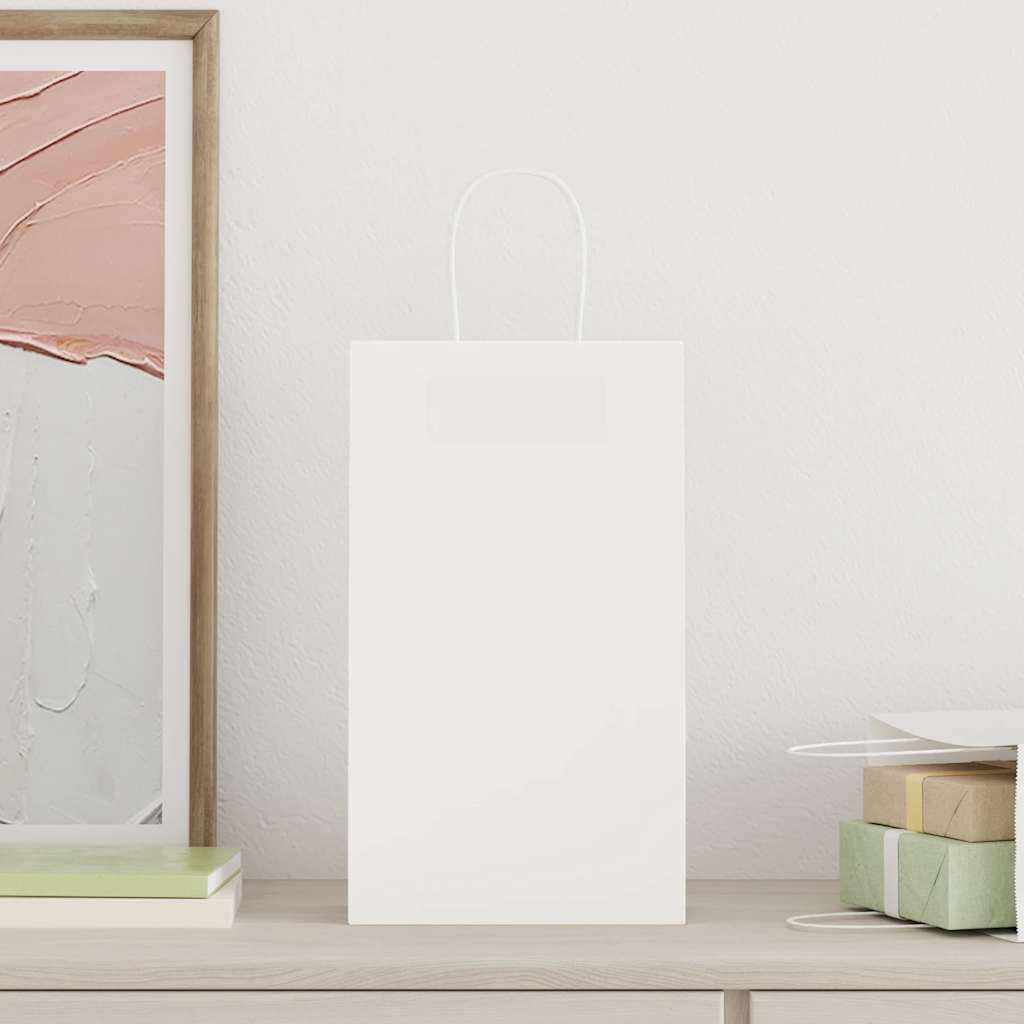 Vidaxl papieren zakken 50 st met hengsels 21x11x36 cm wit