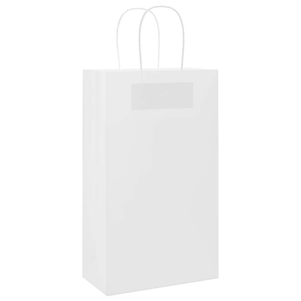 Vidaxl papieren zakken 50 st met hengsels 21x11x36 cm wit