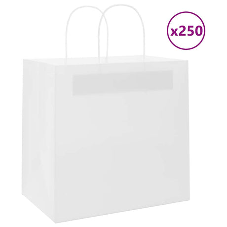 Vidaxl papieren zakken 250 st met hengsels 26x17x25 cm wit