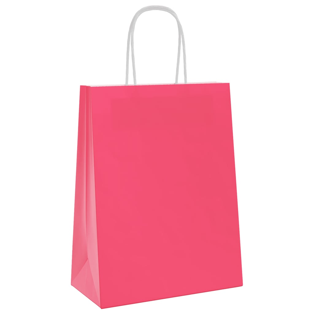 Vidaxl papieren zakjes 50 st met hengsels 21x11x28 cm roze