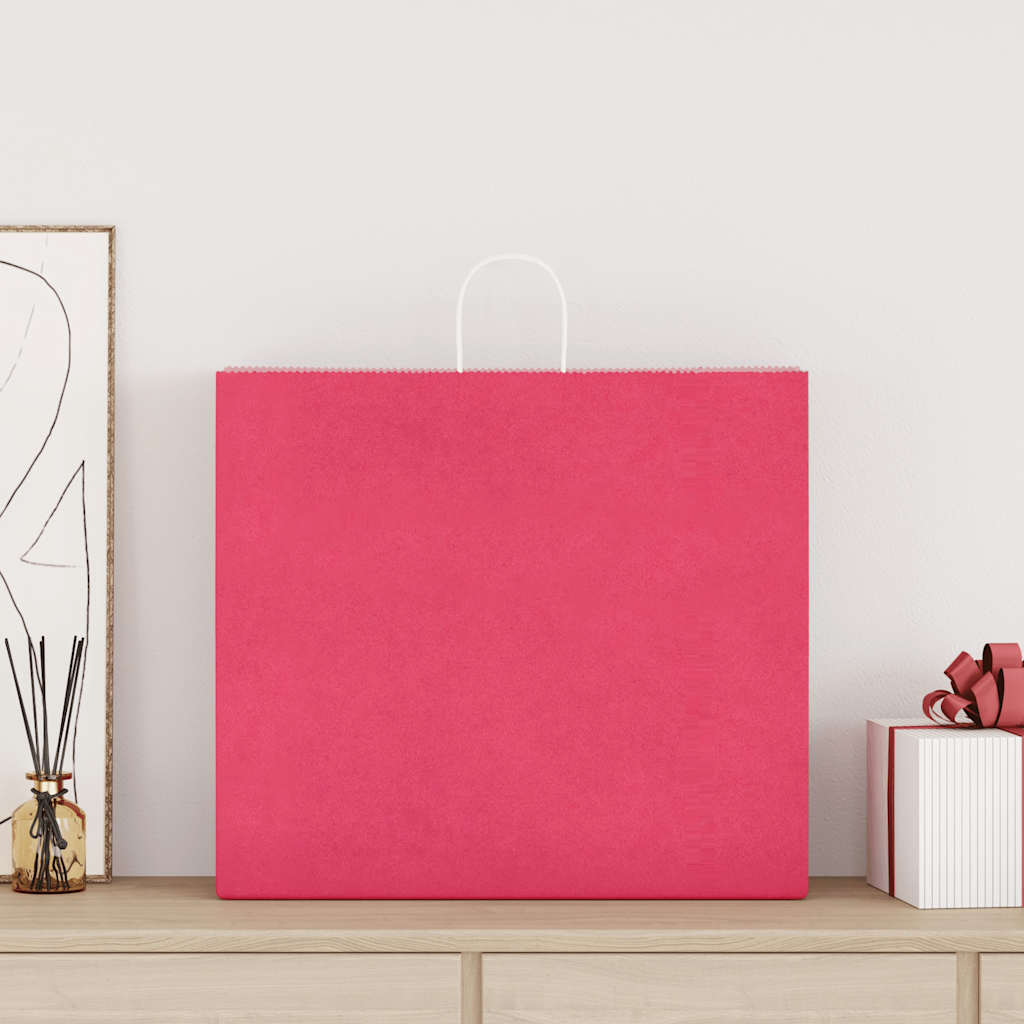 Vidaxl papieren zakken 50 st met hengsels 54x15x49 cm roze