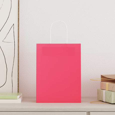 Vidaxl papieren zakken 250 st met hengsels 21x11x28 cm roze