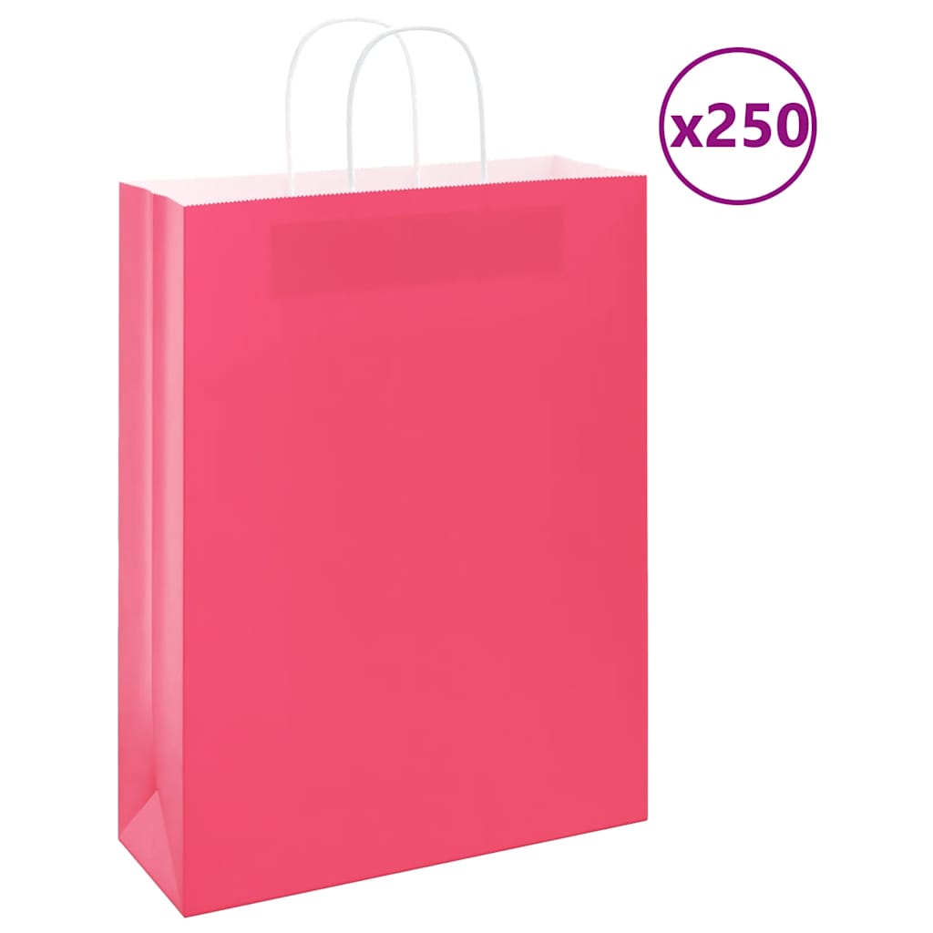 Vidaxl papieren zakken 250 st met hengsels 32x12x42 cm roze