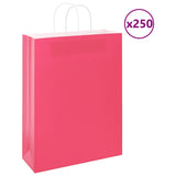 Vidaxl papieren zakken 250 st met hengsels 32x12x42 cm roze