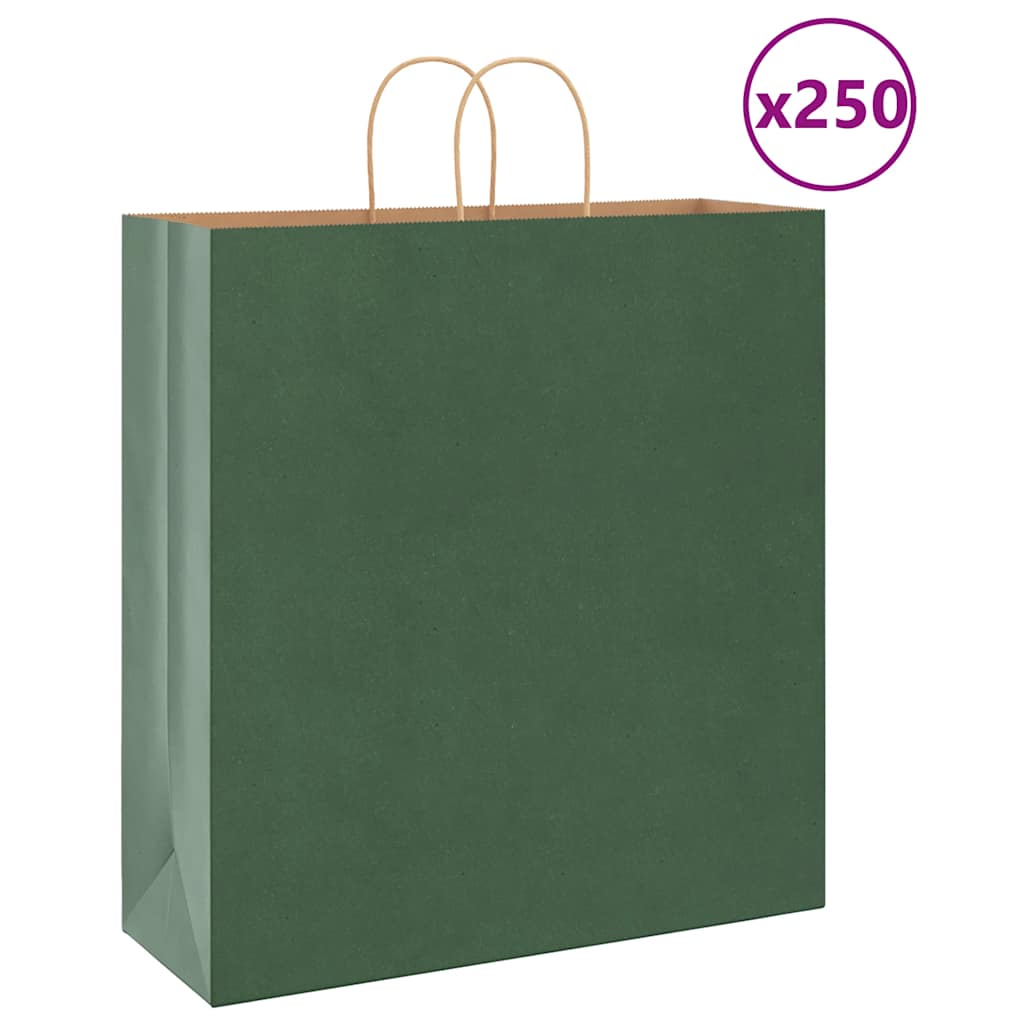 Vidaxl papieren zakken 250 st met hengsels 45x17x48 cm groen