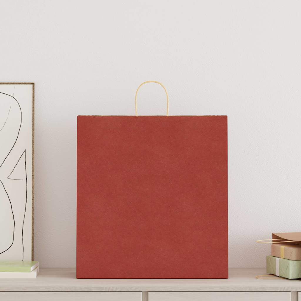 Vidaxl papieren zakken 250 st met hengsels 45x17x48 cm rood