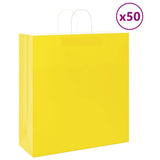 Vidaxl papieren zakken 50 st met hengsels 45x17x48 cm geel