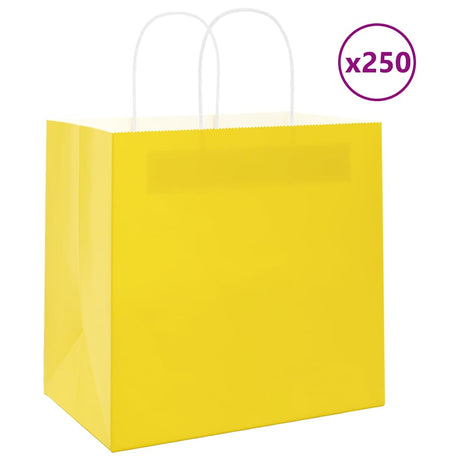 Vidaxl papieren zakken 250 st met hengsels 26x17x25 cm geel