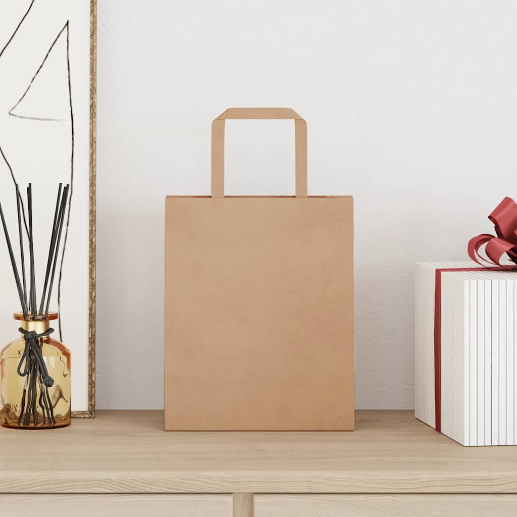 Vidaxl papieren zakken 50 st met hengsels 18x8x22 cm bruin