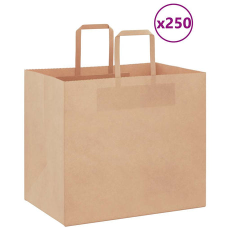 Vidaxl papieren zakken 250 st met hengsels 32x22x28 cm bruin