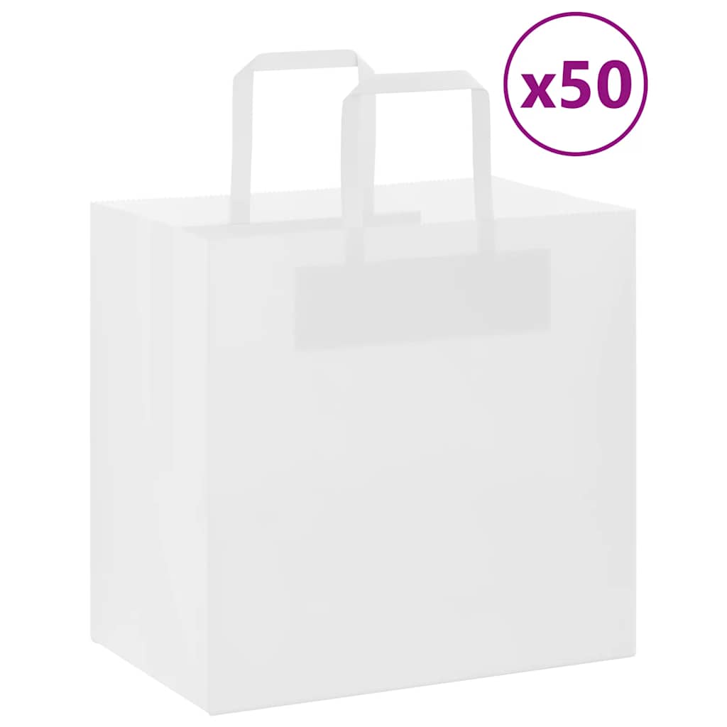 Vidaxl papieren zakken 50 st met hengsels 26x17x25 cm wit