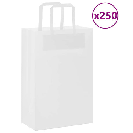 Vidaxl papieren zakken 250 st met hengsels 21x11x31 cm wit