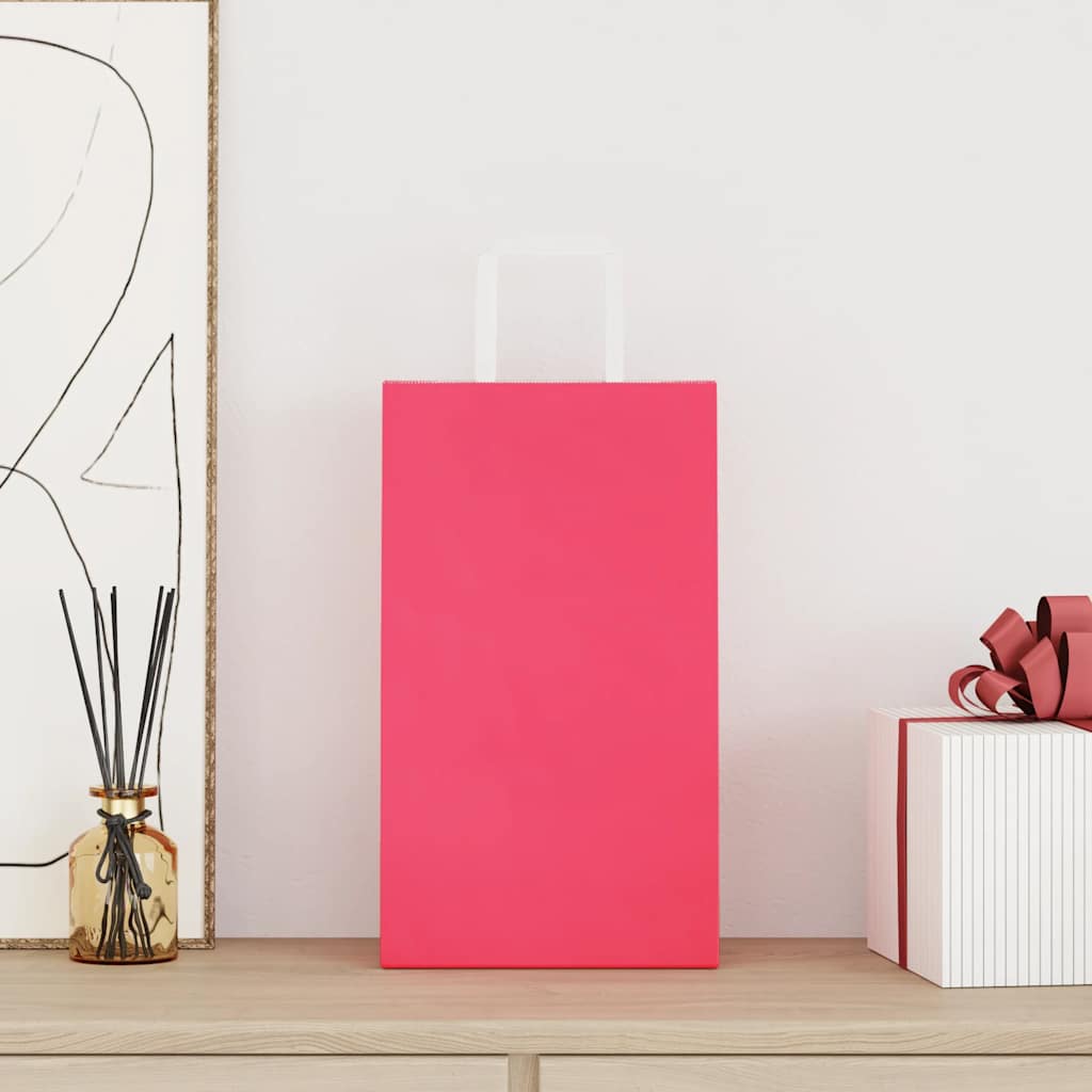 Vidaxl papieren zakken 250 st met hengsels 21x11x36 cm roze