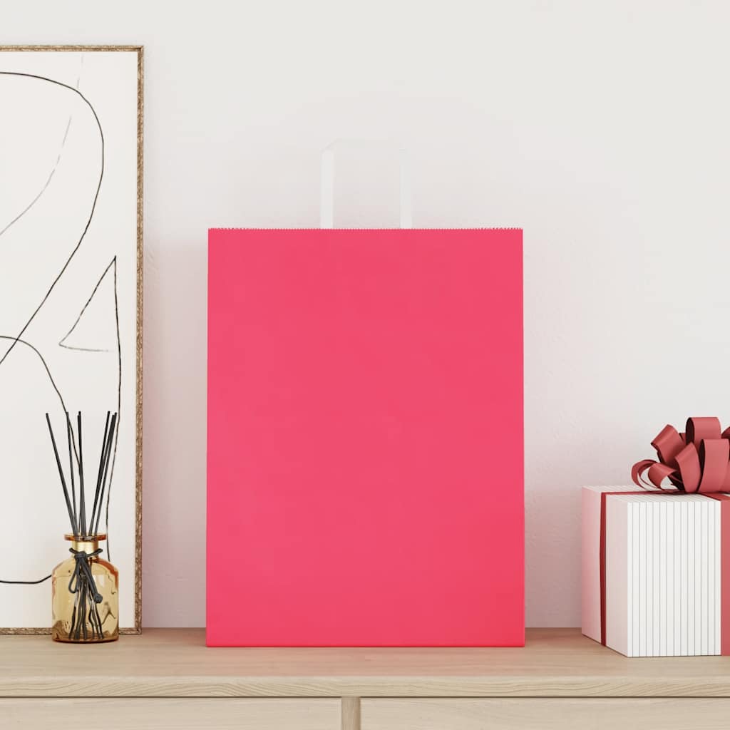 Vidaxl papieren zakken 250 st met hengsels 32x12x42 cm roze