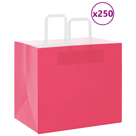 Vidaxl papieren zakken 250 st met hengsels 32x22x28 cm roze