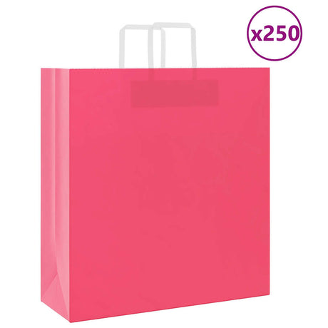 Vidaxl papieren zakken 250 st met hengsels 45x17x48 cm roze