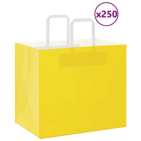 Vidaxl papieren zakken 250 st met hengsels 32x22x28 cm geel
