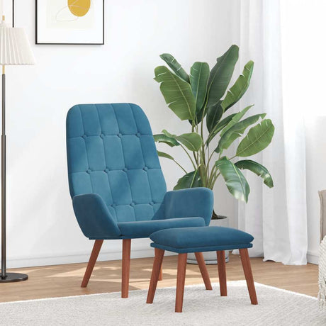 Vidaxl relaxstoel met voetenbank fluweel blauw