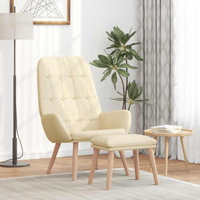 Vidaxl relaxstoel met voetenbank stof crèmekleurig