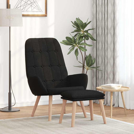 Vidaxl relaxstoel met voetenbank stof zwart