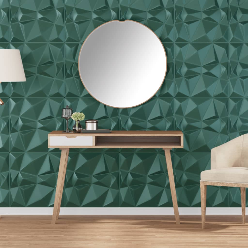 Vidaxx 12 Stück Wandpaneele Diamant 3 m² 50x50 cm XPS grün