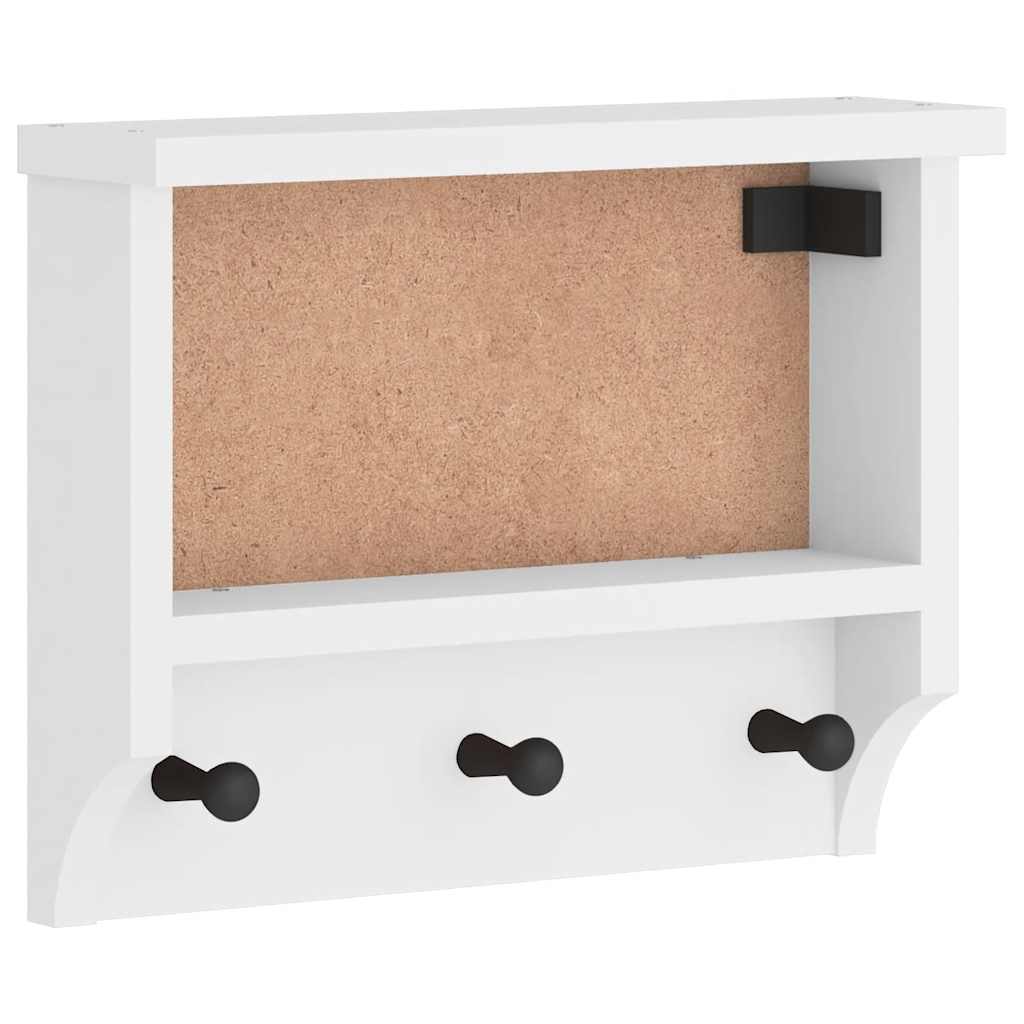 Vidaxl wandkapstok sandnes wit 45x12x35 cm massief grenenhout