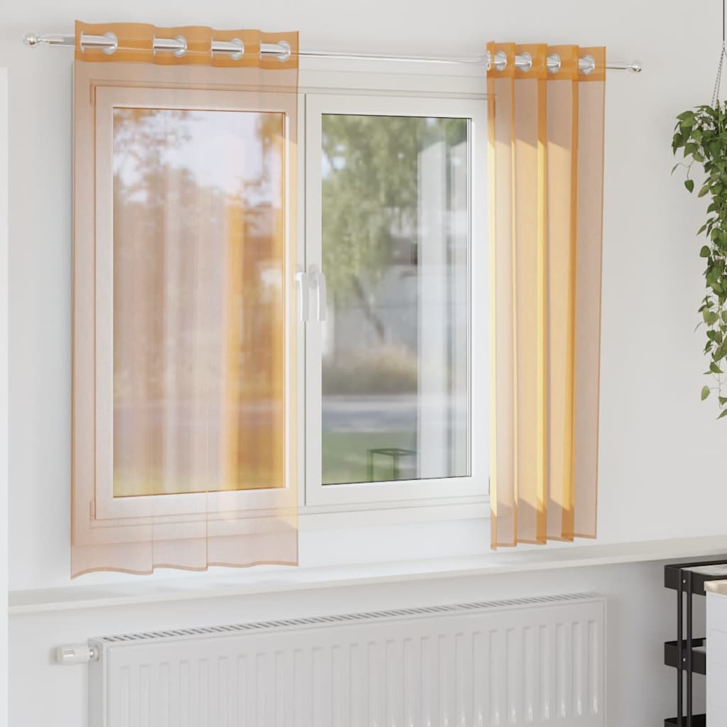 Vidaxl gordijnen voile met doorvoertules 2 st 140x175 cm oranje