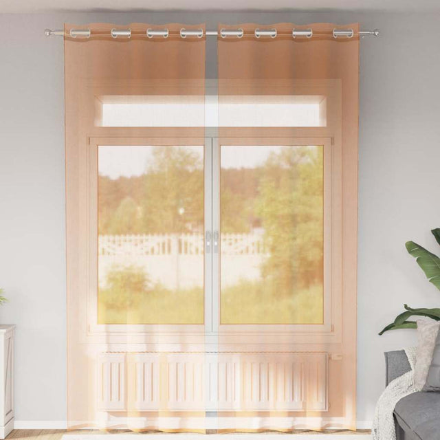 Vidaxl gordijnen voile met doorvoertules 2 st terracotta