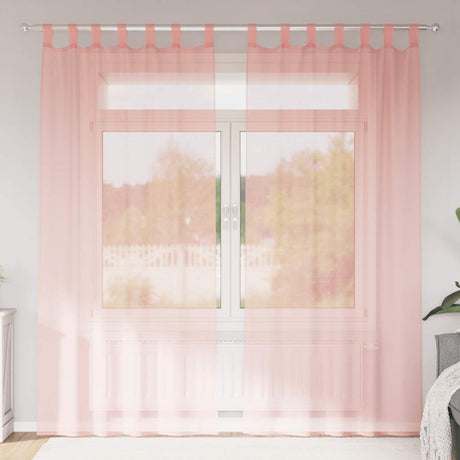 Vidaxl gordijnen voile met roedezakken 2 st roze