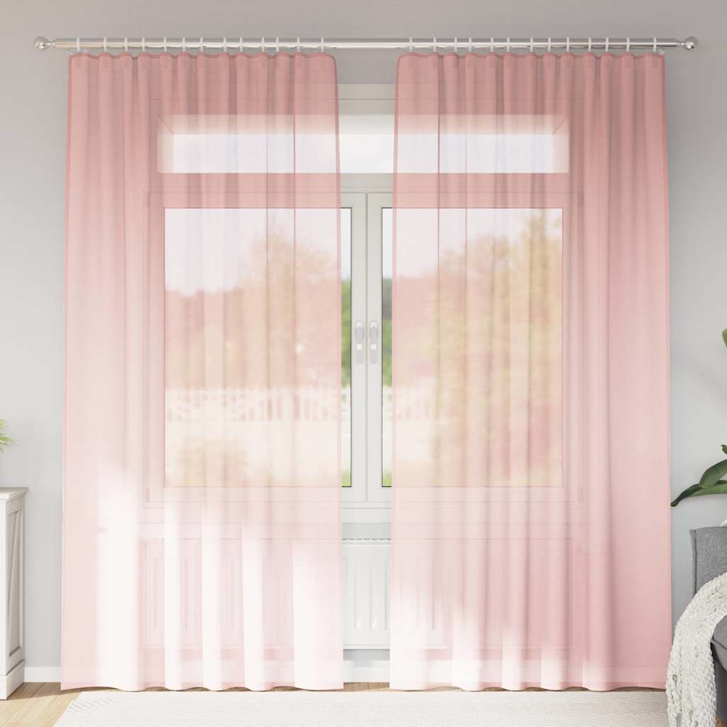 Vidaxl gordijnen voile met roedezakken 2 st roze