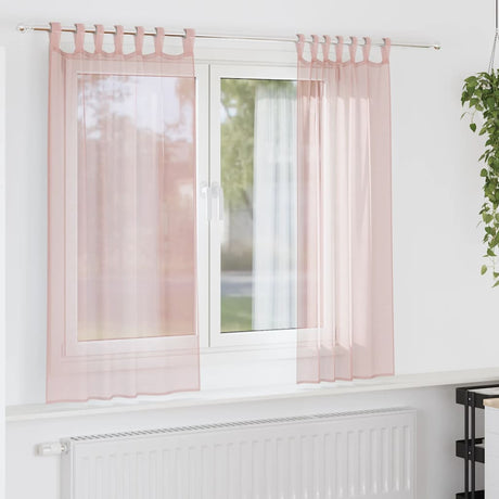 Vidaxl gordijnen voile met lussen 2 st 140x140 cm lichtroze