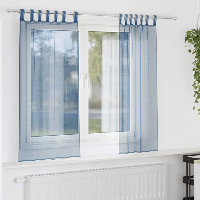 Vidaxl gordijnen voile met lussen 2 st 140x140 cm koningsblauw
