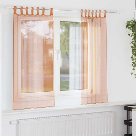 Vidaxl gordijnen voile met lussen 2 st terracotta 140x175 cm
